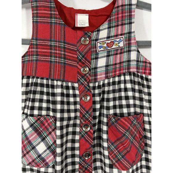Vintage OshKosh Baby Romper Size 24 Months Gingham Plaid Festival Classic 90s - Picture 2 of 7